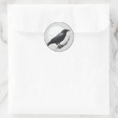 Sticker Rond Crow avec la lune (Sac)