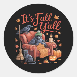 Sticker Rond Crow C’est l’automne Y’tous les Citrouilles Automn