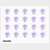 Sticker Rond Crow Dreamcatcher Blue Purple Floral (Feuille)