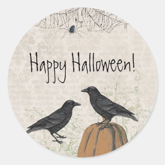 Sticker Rond Crow Halloween Vintage (Devant)