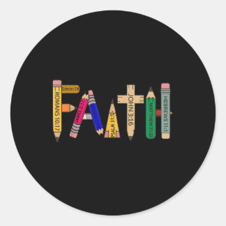 Sticker Rond Croyance de retour à l'école Crayon Verset bibliqu