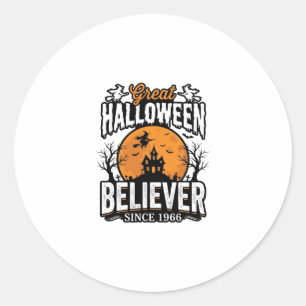 Sticker Rond Croyant d'Halloween Vintage Depuis 1966 Graphique_