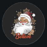 Sticker Rond Croyez Afro Père Noël African American Christmas B<br><div class="desc">Croyez Afro Père Noël African American Christmas Black Pride</div>