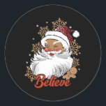 Sticker Rond Croyez Afro Père Noël African American Christmas B<br><div class="desc">Croyez Afro Père Noël African American Christmas Black Pride</div>