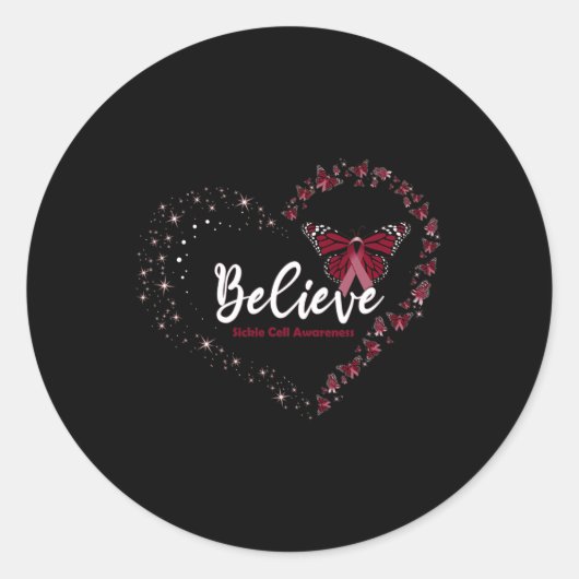 Sticker Rond Croyez Coeur Bourgogne Leopard RainbowSickle Cell (Devant)