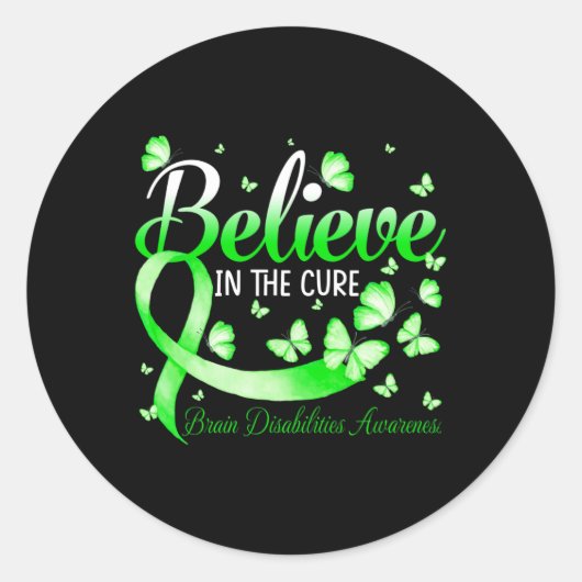 Sticker Rond Croyez En La Sensibilisation Aux Handicap Cerveau  (Devant)