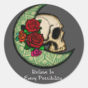 Sticker Rond Croyez En Toutes Les Possibilités - Crâne Crescent