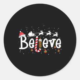 Sticker Rond Croyez le Sucre de canne du Père Noël Reindeer