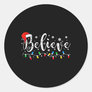Sticker Rond Croyez Noël Père Noël Pajamas Famille Reuni