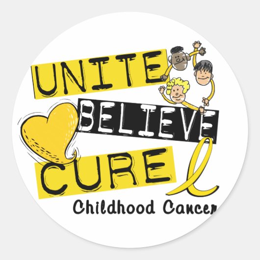 Sticker Rond CROYEZ UNIS TRAITER LE Cancer DE L'Enfance (Devant)