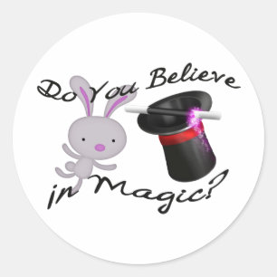 Sticker Rond Croyez-Vous En La Magie Top Hat & Rabbit