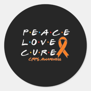 Sticker Rond Crps Sensibilisation Peace Love Cure