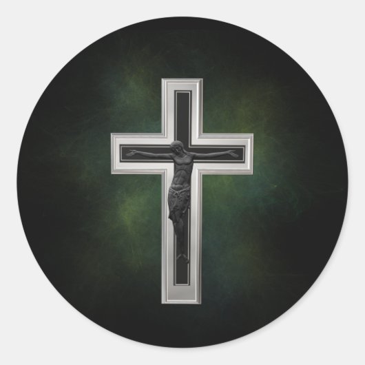 Sticker Rond Crucifix (Devant)