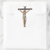 Sticker Rond Crucifixion Jésus Christ Croix Aquarelle art (Sac)