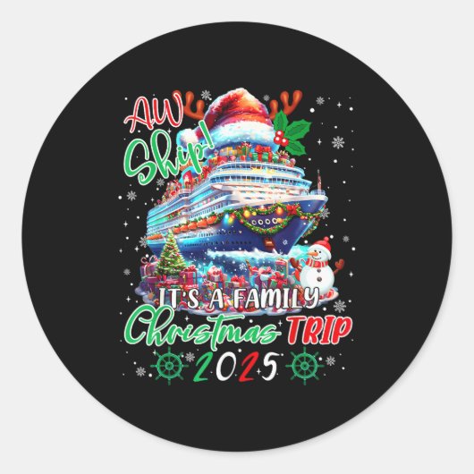 Sticker Rond Cruise Family Aw Ship Its A Christmas Cruise Trips (Devant)
