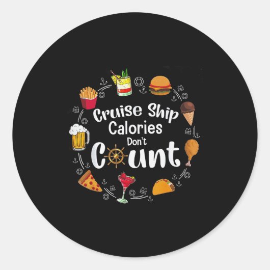 Sticker Rond Cruise Ship Calories Don't Count  (Devant)
