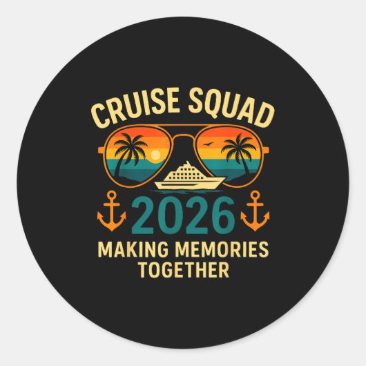Sticker Rond Cruise Squad 2026 Family Vacation Matching Group S (Devant)