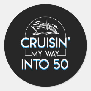 Sticker Rond Cruisin Way Into 50th Birthday