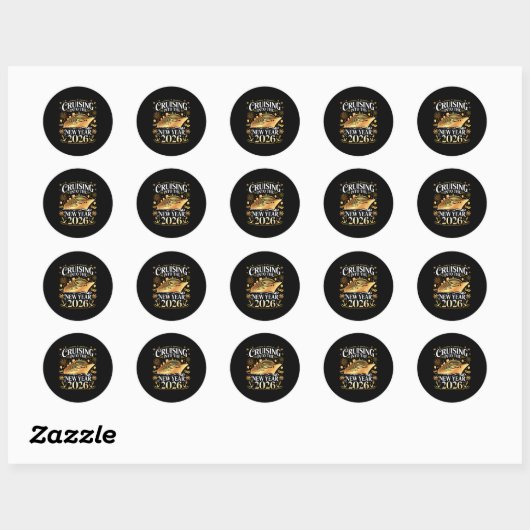 Sticker Rond Cruising Into 2026 New Years Eve Party Favors Fami (Feuille)