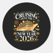 Sticker Rond Cruising Into 2026 New Years Eve Party Favors Fami (Devant)