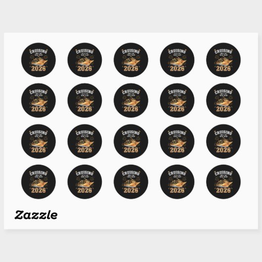 Sticker Rond Cruising Into 2026 New Years Eve Party Favors Fami (Feuille)