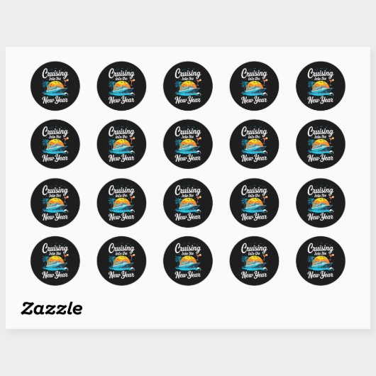 Sticker Rond Cruising Into 2026 New Years Eve Party Matching Fa (Feuille)