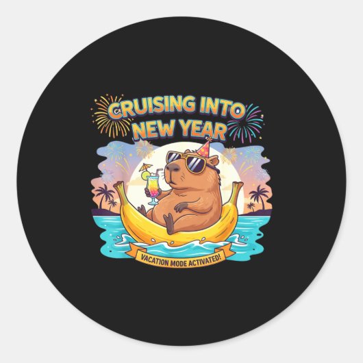 Sticker Rond Cruising Into 2026 New Years Eve Party Matching Fa (Devant)