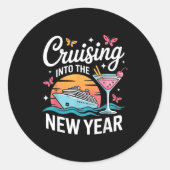 Sticker Rond Cruising Into 2026 New Years Eve Party Matching Fa (Devant)