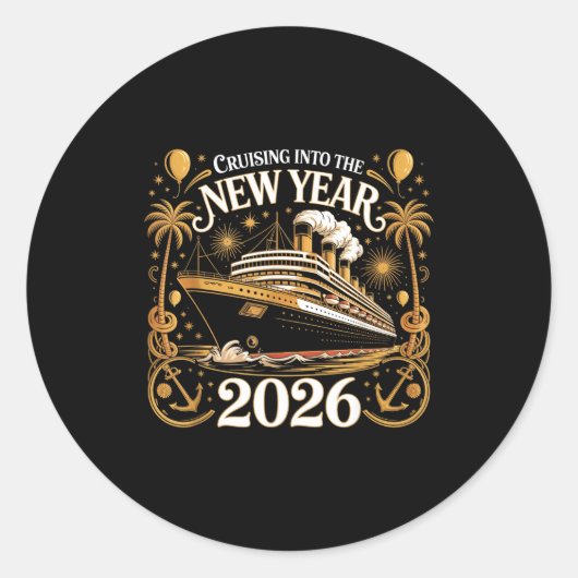 Sticker Rond Cruising Into 2026 New Years Eve Party Outfit Fami (Devant)