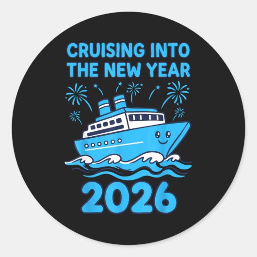 Sticker Rond Cruising Into The New Year 2026 Celebration  (Devant)