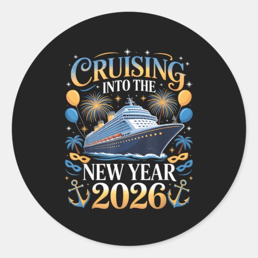 Sticker Rond Cruising Into The New Year 2026 Vacation Design (Devant)