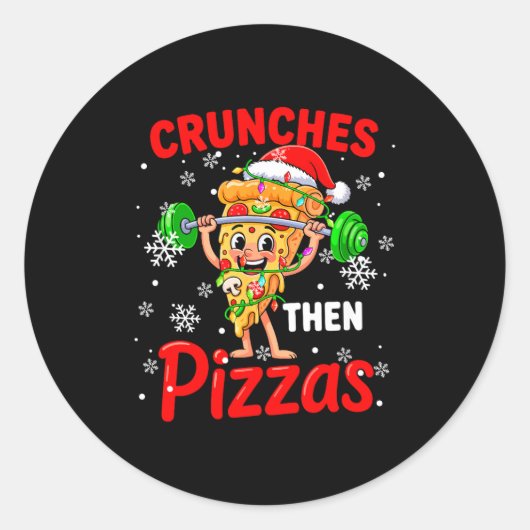 Sticker Rond Crunches Then Zzas Xmas Santa Zza Weightlifting Gy (Devant)