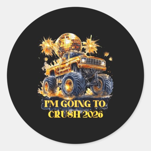 Sticker Rond Crush 2026 Monster Truck New Year Party Countdown (Devant)