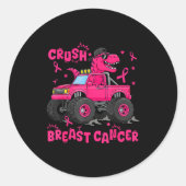 Sticker Rond Crush Breast Cancer Awareness Monster Truck Dinosa (Devant)