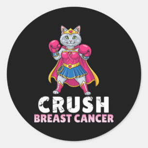 Sticker Rond Crush Cancer Du Sein Avec Turc Angora Cat Warrio