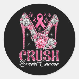 Sticker Rond Crush Cancer du sein Sensibilisation Bling rose Ru