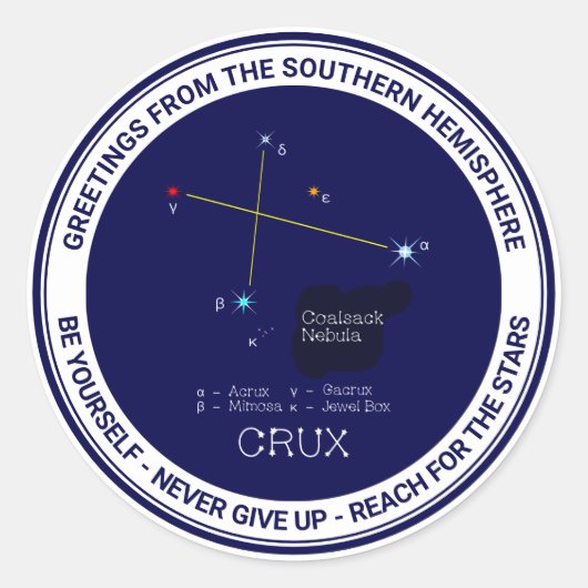 Sticker Rond Crux de constellation de l'hémisphère sud (Devant)