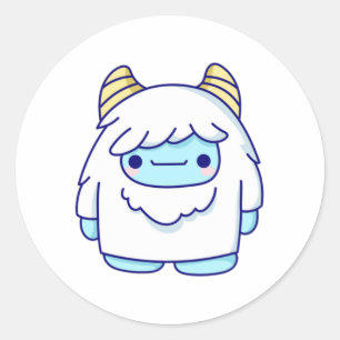 Sticker Rond Cryptid Yeti mignon