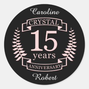 Sticker Rond Crystal mariage anniversaire 15 ans