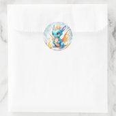 Sticker Rond Crystalized Cute Baby Dragon Bleu Bleu Bébé (Sac)