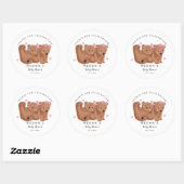 Sticker Rond Cub Twin Bears Girls Baby shower (Feuille)