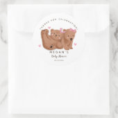 Sticker Rond Cub Twin Bears Girls Baby shower (Sac)