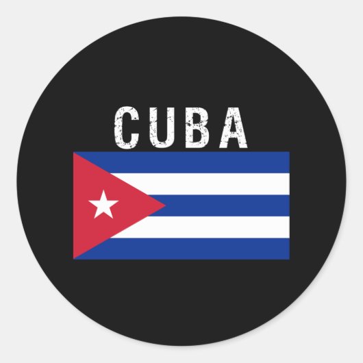 Sticker Rond Cuba, drapeau de Cuba (Devant)