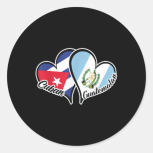 Sticker Rond Cuba Guatemala Drapeau Coeur moitié Cubain moitié