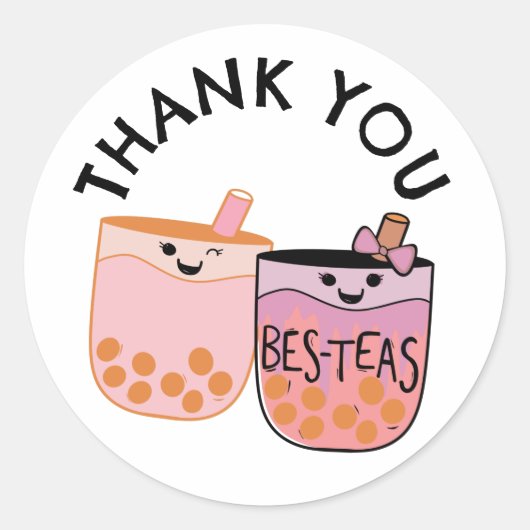 Sticker Rond Cube Bubble Tea Boba Anniversaire Bestie (Devant)