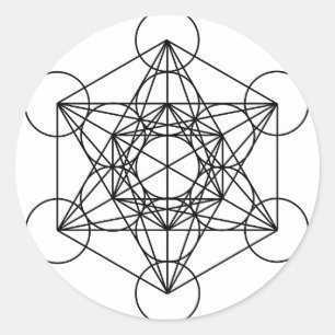 Sticker Rond Cube de Metatron (blanc)