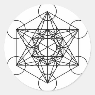 Sticker Rond Cube de Metatron (blanc)