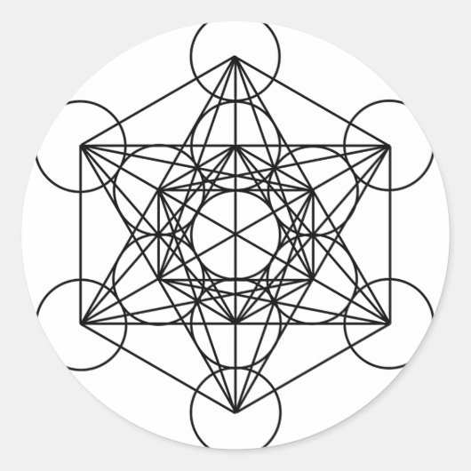 Sticker Rond Cube de Metatron (blanc) (Devant)
