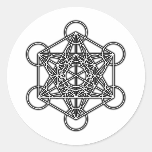 Sticker Rond Cube de Metatron (Noir) (Devant)