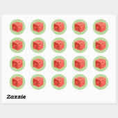 Sticker Rond Cube d'origine frais de pastèque rouge sucrée (Feuille)